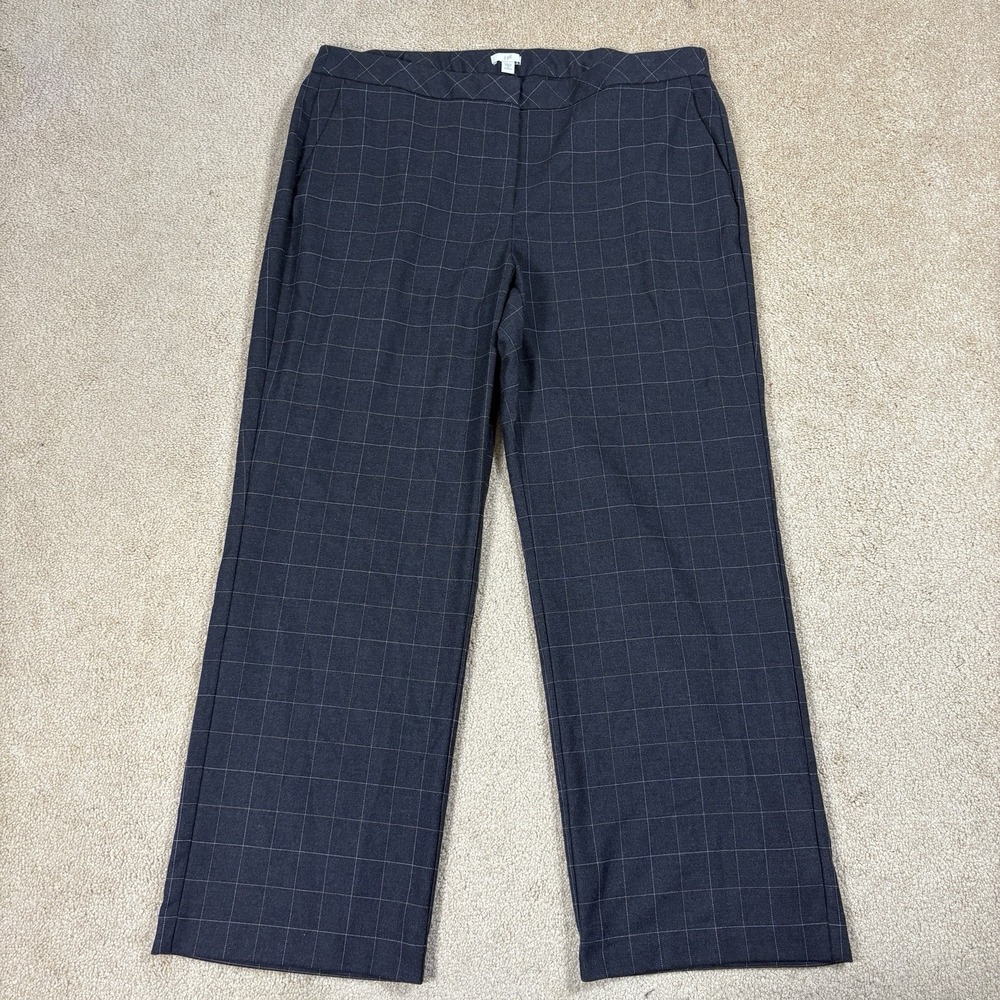 J. Jill Women's Size 20 Straight Gray Plaid Ponte Full Leg Pull On Pants